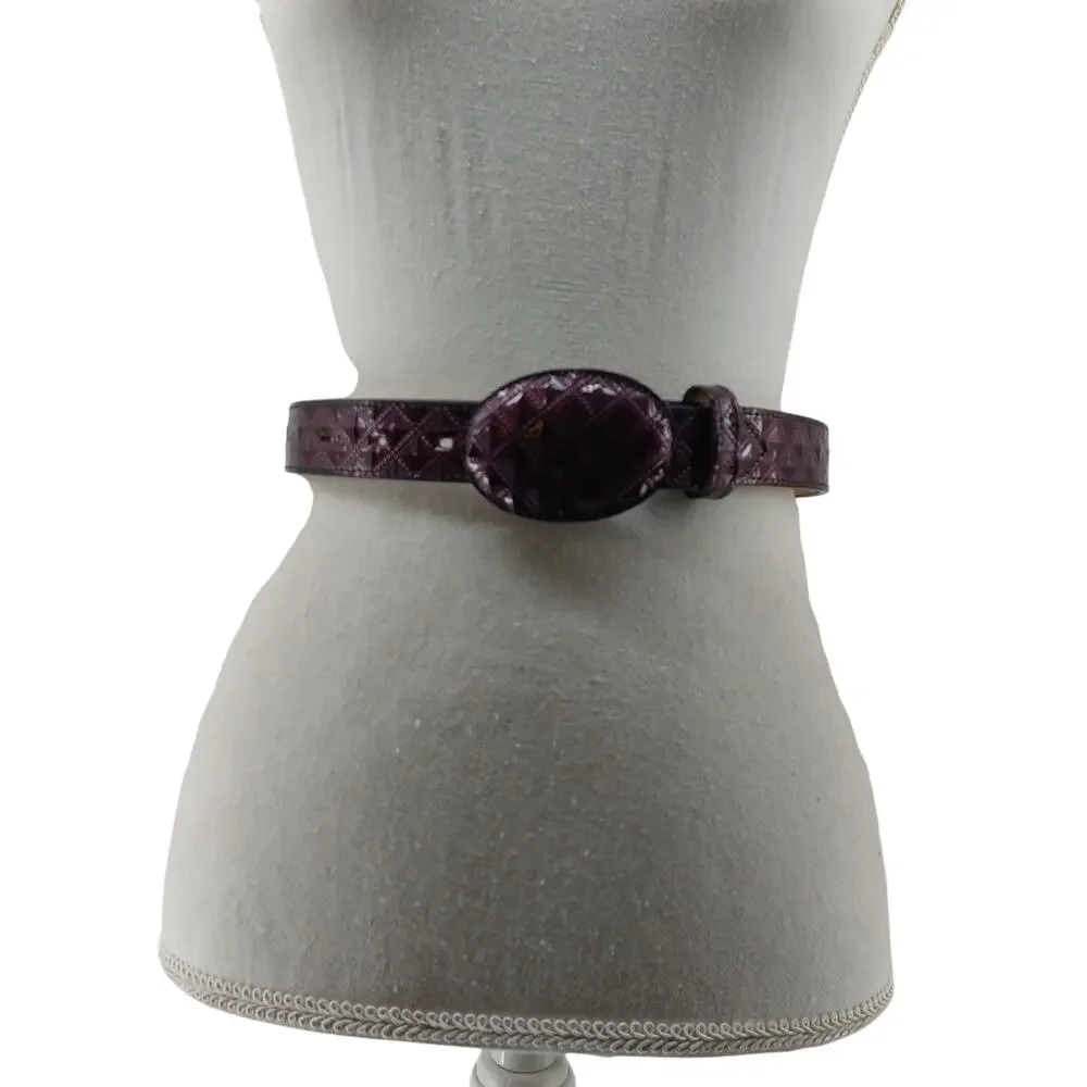 Western Girls Size 28 Belt Purple Patent Leather Textured Cowgirl